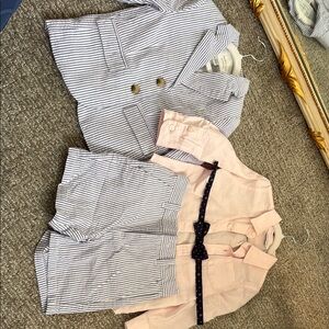 Janie and Jack 18-24 month Seersucker Blazer Shorts Set with Pink Shirt